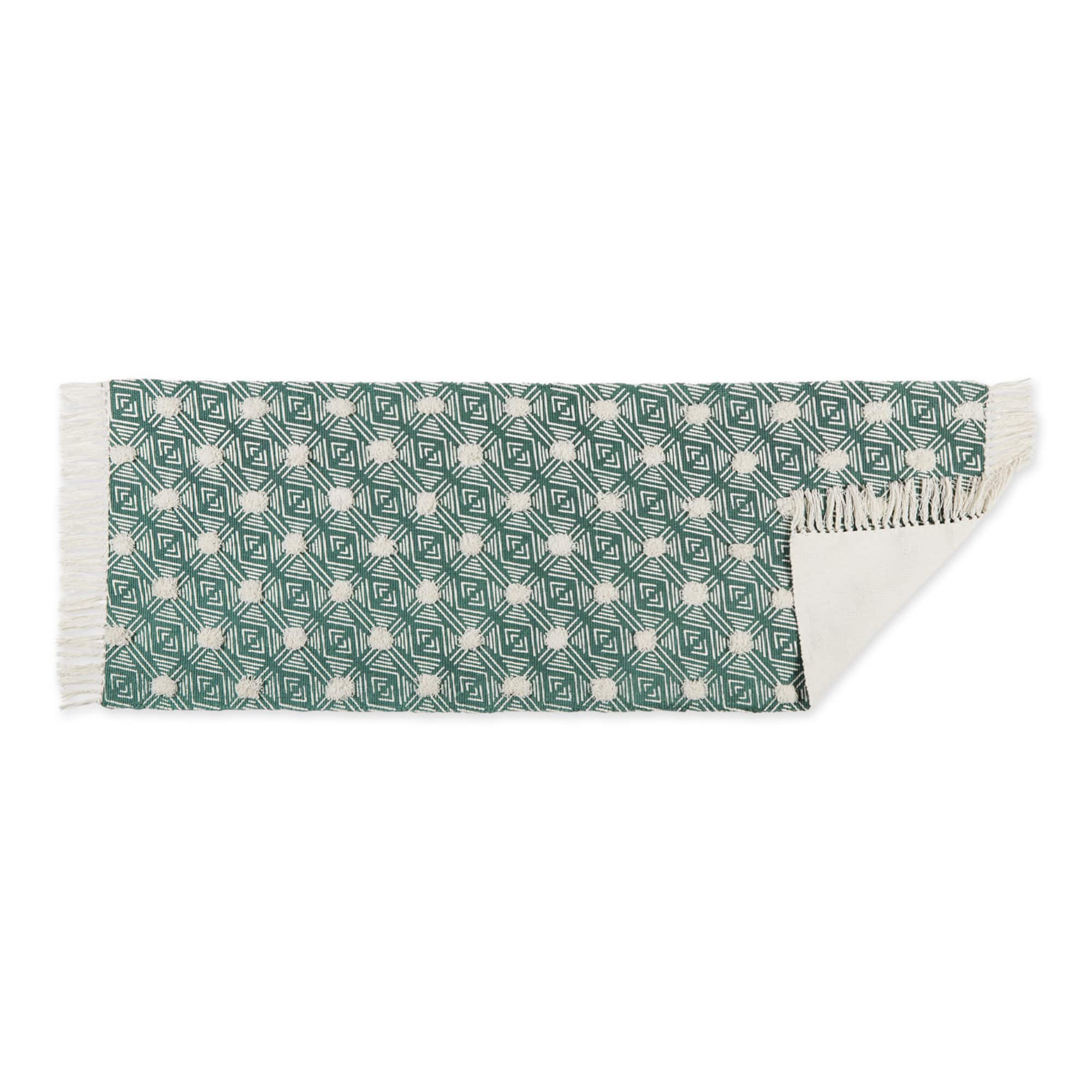 DII® Diamond Printed Off-White Hand-Loomed Shag Rug Runner 2ft. x 6ft